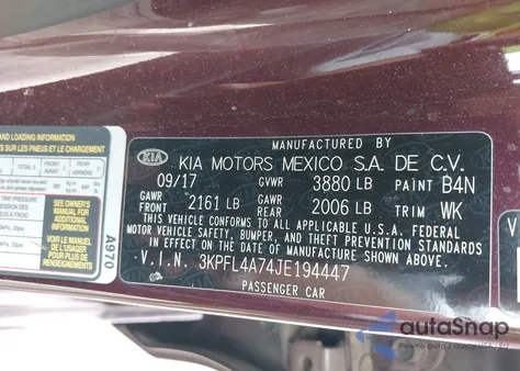 2018 Kia Forte Lx z USA, uszkodzony, nr VIN 3KPFL4A74JE194447